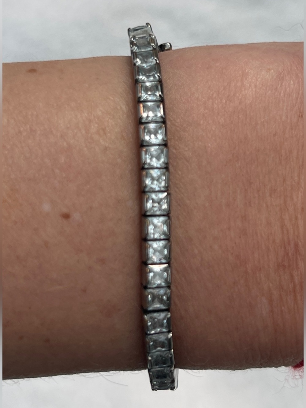 henri bendel Silver Crystal Square-Set Tennis Bracelet